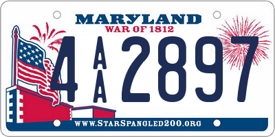 MD license plate 4AA2897