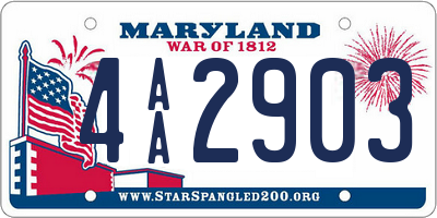 MD license plate 4AA2903