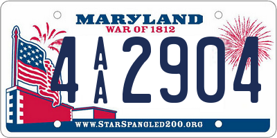 MD license plate 4AA2904