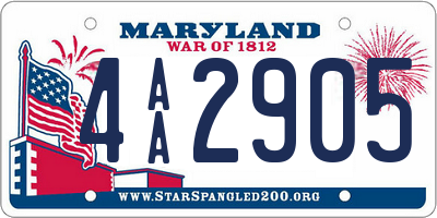 MD license plate 4AA2905