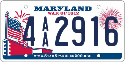 MD license plate 4AA2916