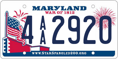 MD license plate 4AA2920