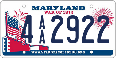 MD license plate 4AA2922