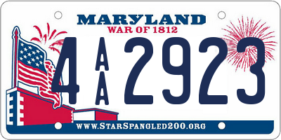 MD license plate 4AA2923