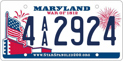 MD license plate 4AA2924