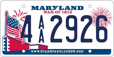 MD license plate 4AA2926