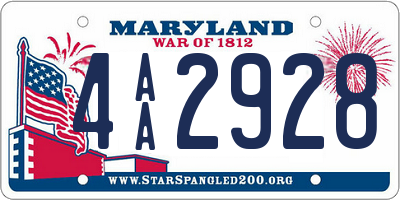 MD license plate 4AA2928