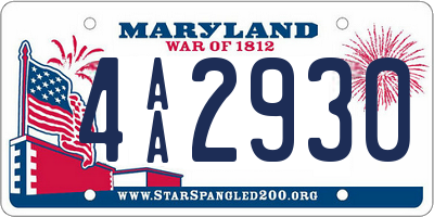 MD license plate 4AA2930