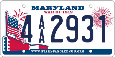 MD license plate 4AA2931