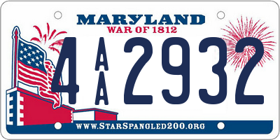 MD license plate 4AA2932