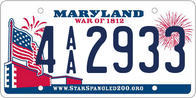 MD license plate 4AA2933