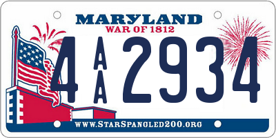 MD license plate 4AA2934