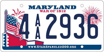 MD license plate 4AA2936