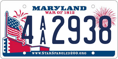 MD license plate 4AA2938