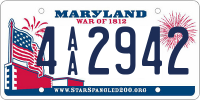 MD license plate 4AA2942