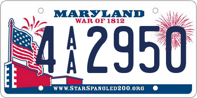 MD license plate 4AA2950