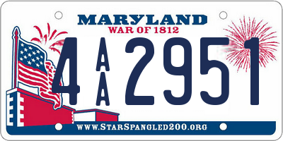 MD license plate 4AA2951