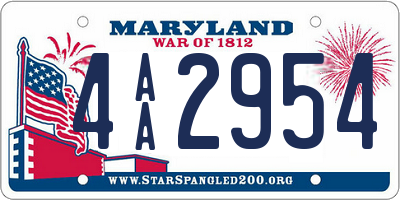 MD license plate 4AA2954