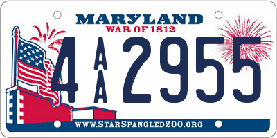 MD license plate 4AA2955