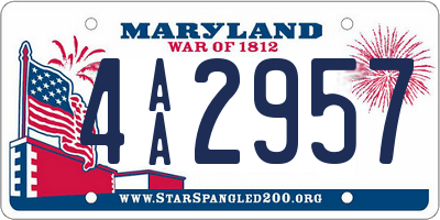 MD license plate 4AA2957