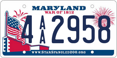 MD license plate 4AA2958