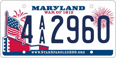 MD license plate 4AA2960