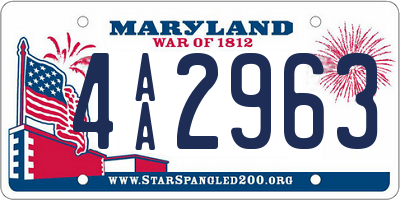 MD license plate 4AA2963