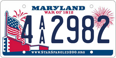 MD license plate 4AA2982