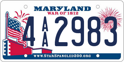 MD license plate 4AA2983