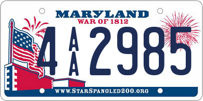 MD license plate 4AA2985