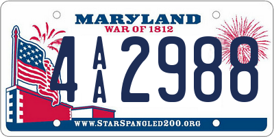 MD license plate 4AA2988