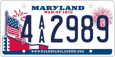 MD license plate 4AA2989