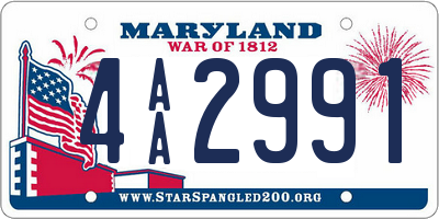 MD license plate 4AA2991