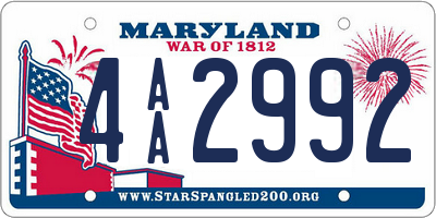 MD license plate 4AA2992