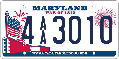 MD license plate 4AA3010