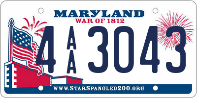 MD license plate 4AA3043