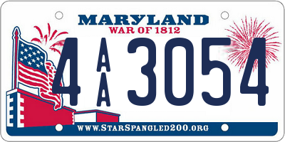 MD license plate 4AA3054