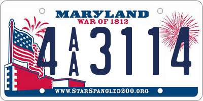 MD license plate 4AA3114