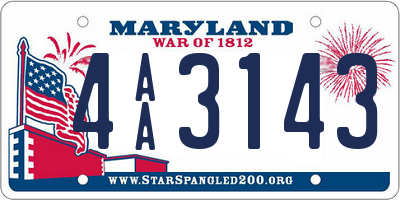 MD license plate 4AA3143