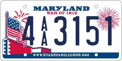 MD license plate 4AA3151