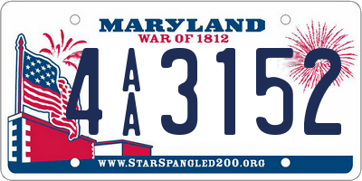 MD license plate 4AA3152