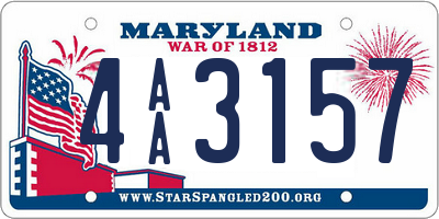 MD license plate 4AA3157