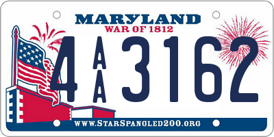 MD license plate 4AA3162