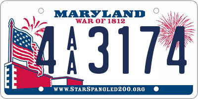 MD license plate 4AA3174