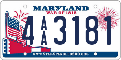 MD license plate 4AA3181