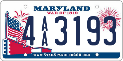 MD license plate 4AA3193