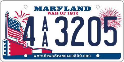 MD license plate 4AA3205