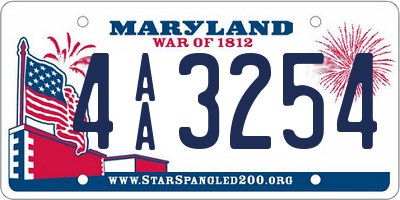 MD license plate 4AA3254