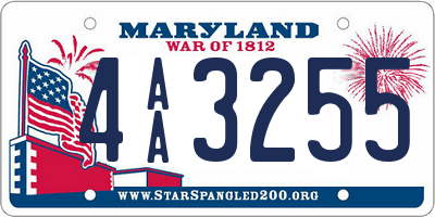 MD license plate 4AA3255