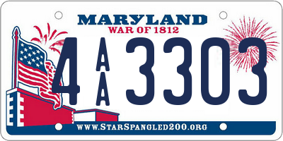 MD license plate 4AA3303